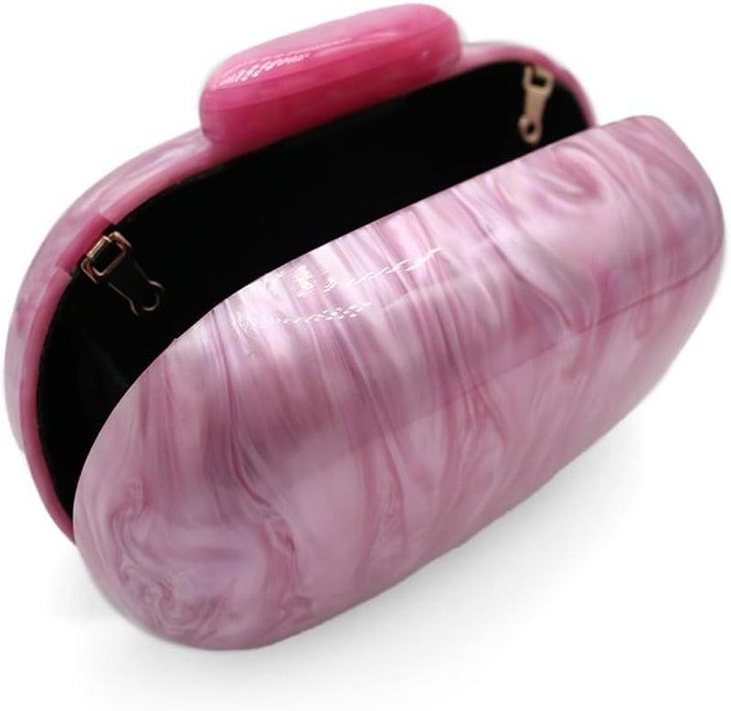 GSYPS Acrylic Evening Clutch Bag for Women Shell Shape Shoulder Crossbody Bag Glitter Marble Purse Handbag - Image 3